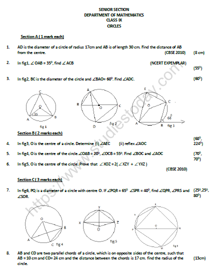 Naming Circles Worksheet 9th Grade 1909